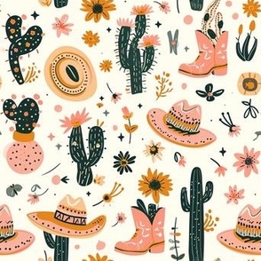 Western theme pattern pink cowgirl 