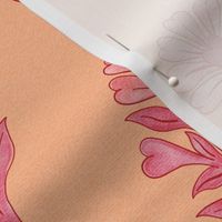 (L) heartsy floral-peach fuzz-with texture-large scale
