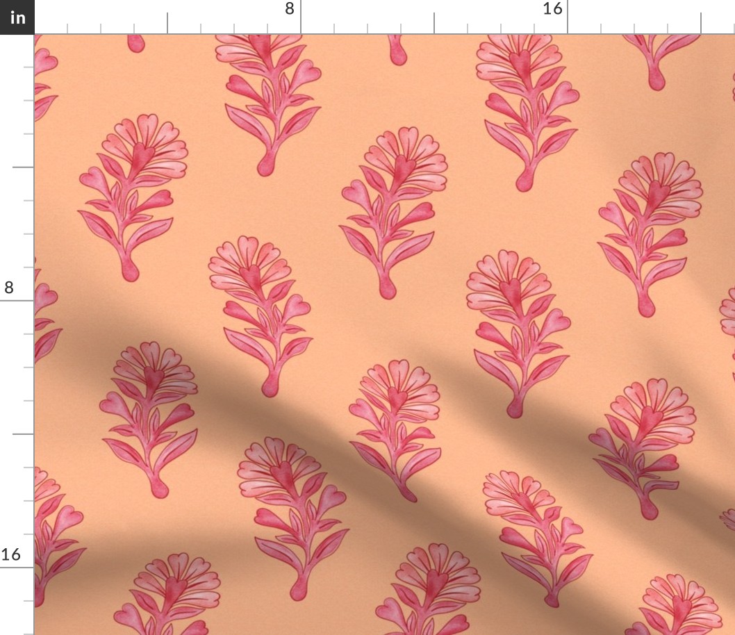 (L) heartsy floral-peach fuzz-with texture-large scale