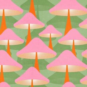 (S) Minimal Abstract Retro Mushrooms fleet 2. Pink and Green  #retromushrooms #abstractfungi  #pinkandgreen  #70s #minimalmushrooms #minimalabstract #spoonflowercollection #midcentury #magicalmushrooms