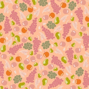 Autumn Fruit Pattern With Grapes Apples and Pears ft. Peach Fuzz color
