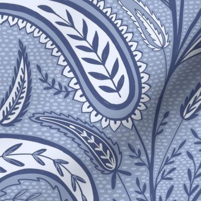 Welcoming paisley monochrome blue