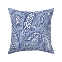 Welcoming paisley monochrome blue