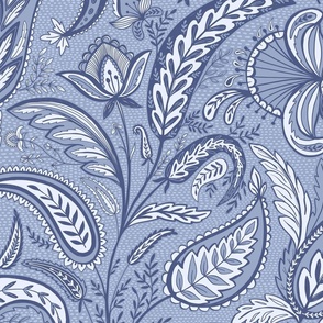 Welcoming paisley monochrome blue