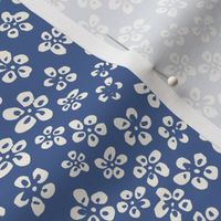 Indigo Blockprint Tiny Flowers in Cornflower Blue and white