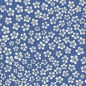 Indigo Blockprint Tiny Flowers in Cornflower Blue and white