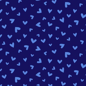 M – Blue Valentines Love Hearts - Navy Ditsy Tossed Blender Pattern