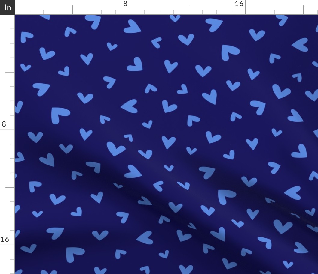 M – Blue Valentines Love Hearts - Navy Ditsy Tossed Blender Pattern
