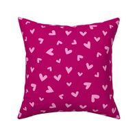 M – Pink Valentines Love Hearts - Burgundy Magenta Ditsy Tossed Blender Pattern