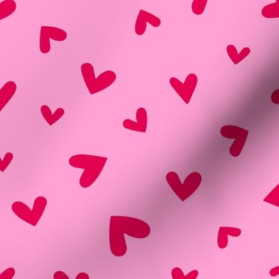 M – Pink Valentines Love Hearts - Baby Pink & Red Ditsy Tossed Blender Pattern