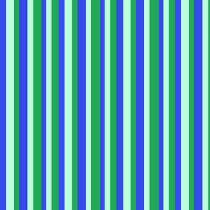 Cool , Bold Stripes in Royal Blue, Kelly Green, and Sea Foam Green
