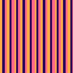 Warm, Bold Stripes in Pink Coral, Yellow - Orange, and Deep Purple