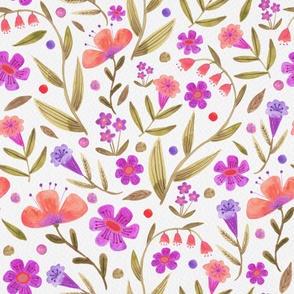 Sweet Watercolor Florals in Peach and Purple