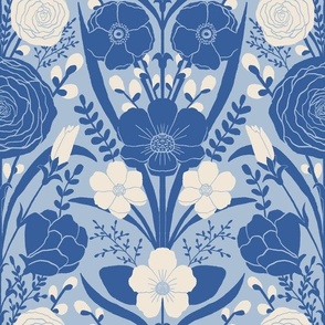 Scandinavian Folk Art Flowers_blue