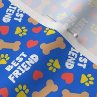 (small scale) Best Friend - Doggy best friend - paws bones and hearts -  blue/yellow - LAD24