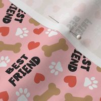 (small scale) Best Friend - Doggy best friend - paws bones and hearts -  pink - LAD24