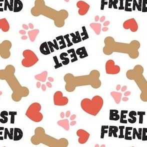 Best Friend - Doggy best friend - paws bones and hearts - LAD24