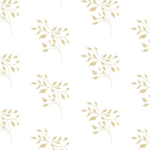 Foliage Stem Gold on White Background 12
