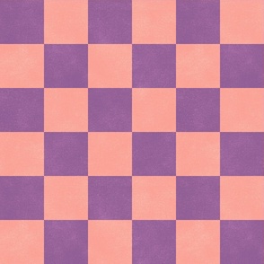 Checker - 3" squares - purple and coral pink 
