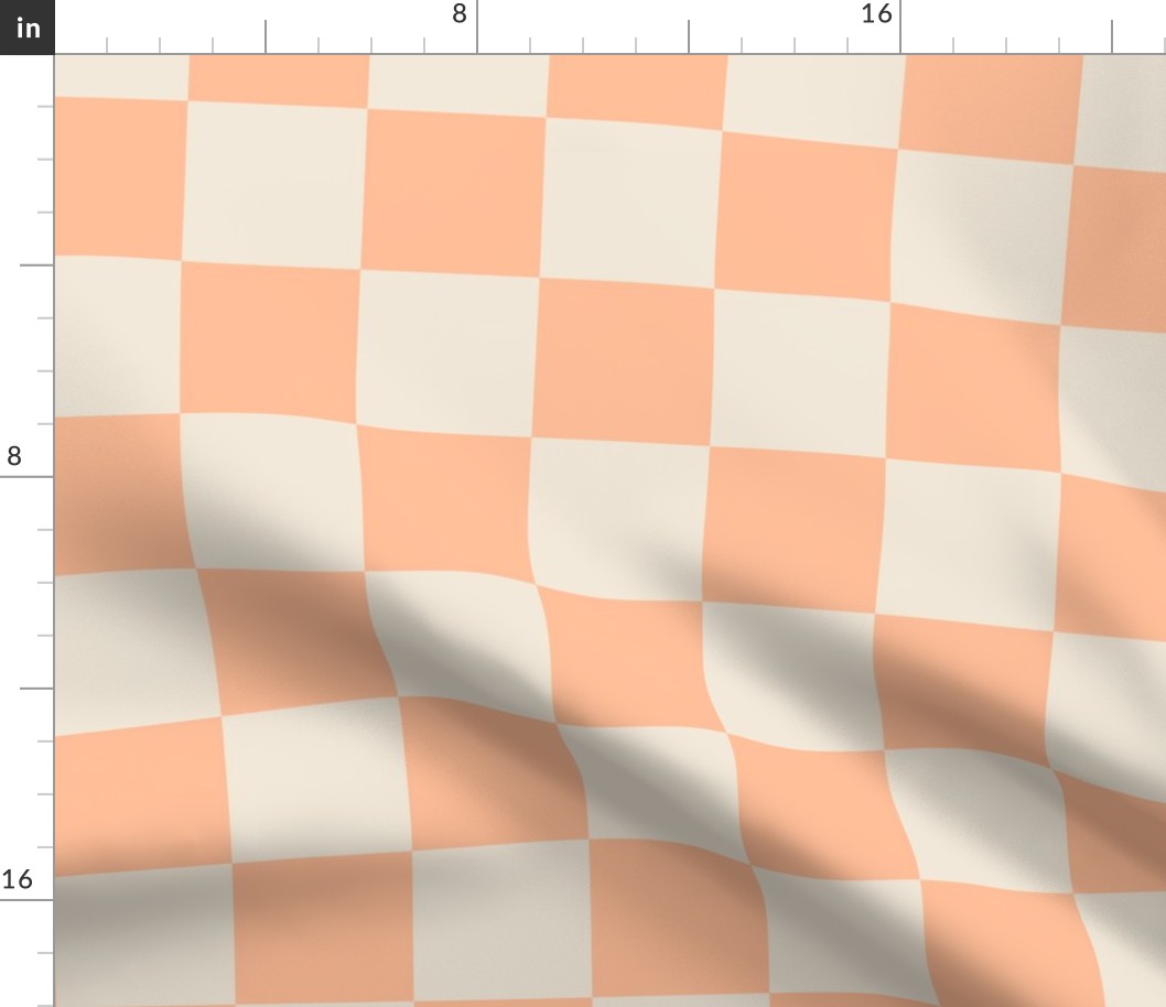 Checker - 3" squares - peach fuzz and pristine 