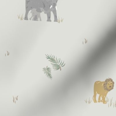 Safari Animals, Lion, Giraffe, Elephant, Tucan, Cheetah, Monstera, Zebra, Sage