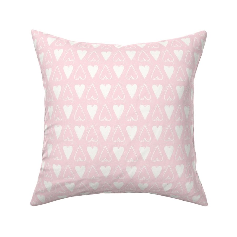 Highly Textured Hearts and Heart Outlines Rows  in ballerina pink and white/light cream