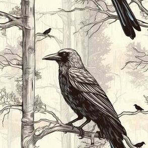 crows monochrome 