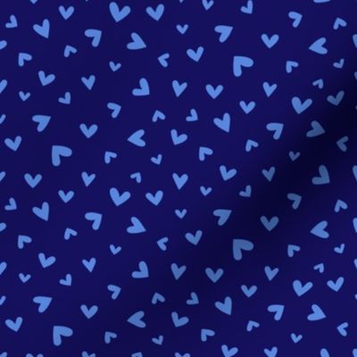 S – Blue Valentines Love Hearts - Navy Ditsy Tossed Blender Pattern