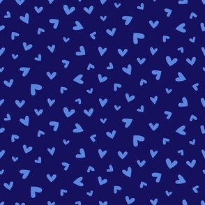 S – Blue Valentines Love Hearts - Navy Ditsy Tossed Blender Pattern