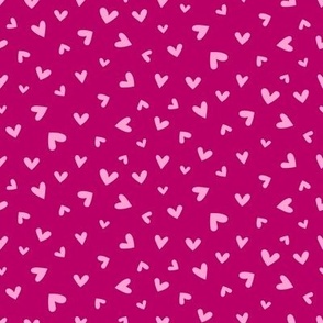 S – Pink Valentines Love Hearts - Burgundy Magenta Ditsy Tossed Blender Pattern