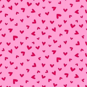 S – Pink Valentines Love Hearts - Baby Pink & Red Ditsy Tossed Blender Pattern