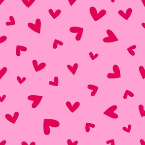 L – Pink Valentines Love Hearts - Baby Pink & Red Ditsy Tossed Blender Pattern