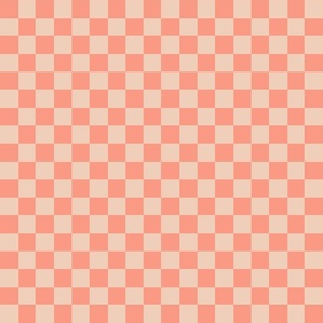 Checker - 1" square - peach pink and peach purée 
