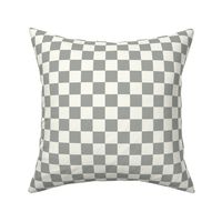 Checker - 1" squares - silver gray and natural 