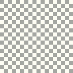 Checker - 1" squares - silver gray and natural 