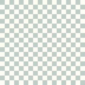 Checker - 1" squares - soft blue and natural 