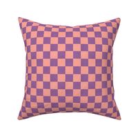 Checker - 1" squares - purple and coral pink 