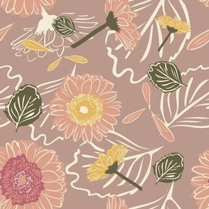 Large  Whimsical Daisy Bloom earth tone pink Hero