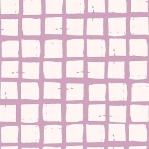 Abstracted Window Pane Check in Light Mauve and Cream