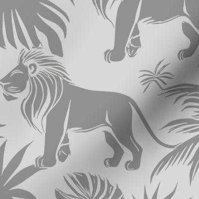 Lion’s Jungle Retreat In Light  Grey ( Medium )