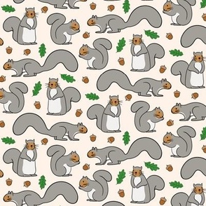 Woodland Gray Squirrels on Cream