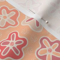 Peach Fuzz Pantone small star flowers, red, peach, orange, tan, 