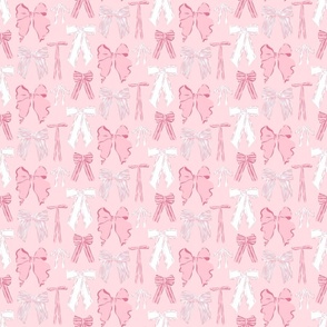 Bows in Pink and White - Small Repeat