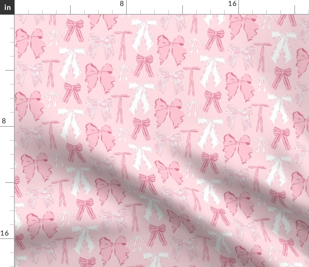 Bows in Pink and White - Small Repeat