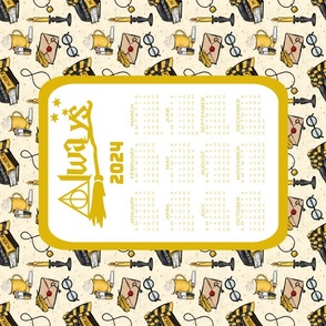 Wizard World Yellow tea towel wall hanging 2024 calendar