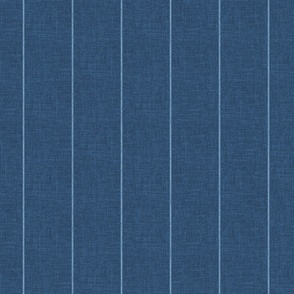 Chambray denim pin stripes on a 4" wide indigo blue, faux denim woven textured background. 