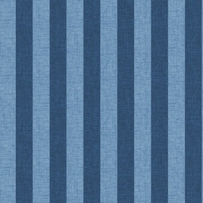 2" wide chambray and indigo denim blue candy stripes, packed full of woven textured faux denim detail. 