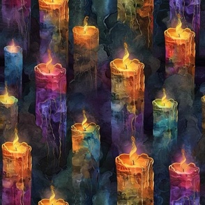 Colorful Dark Watercolor Candles in Gemstone Colors