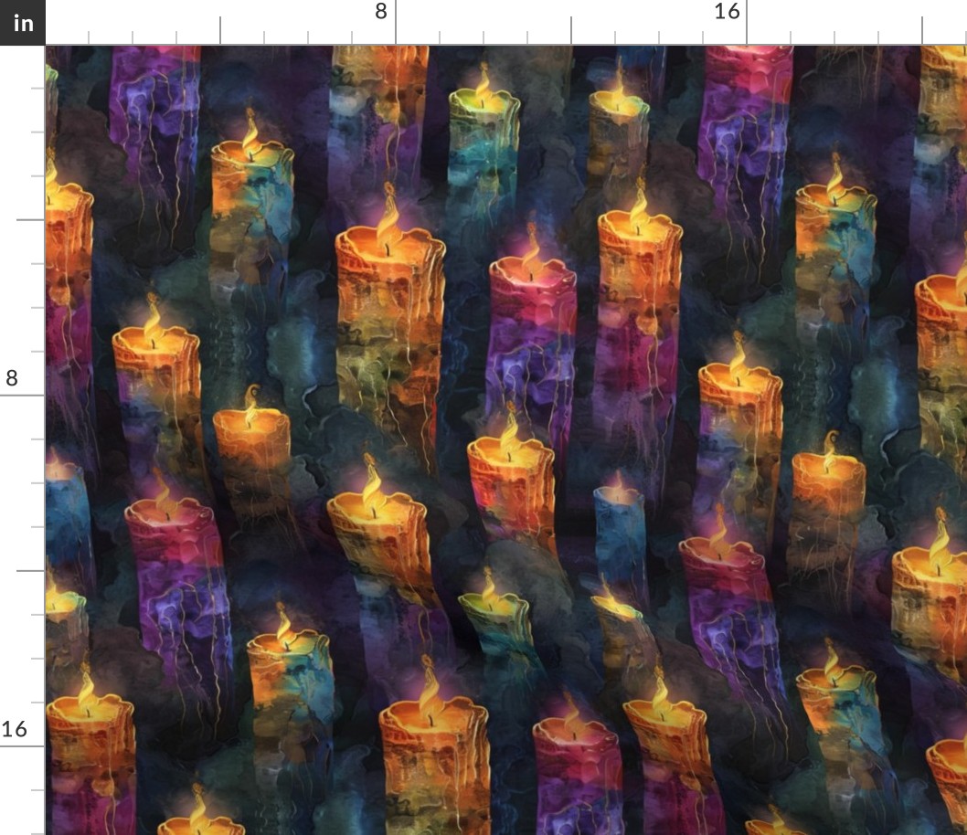 Colorful Dark Watercolor Candles in Gemstone Colors