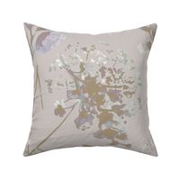 Muted  Country Garden Floral - botanical - upholstery - watercolor floral - pale lilac - khaki brown